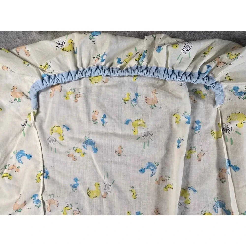 Vintage 70s Duckling Duck Fitted Crib Nursery Sheet Pastel 23x38 Cottagecore